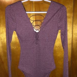 Laced Up Ribbed Bodysuit